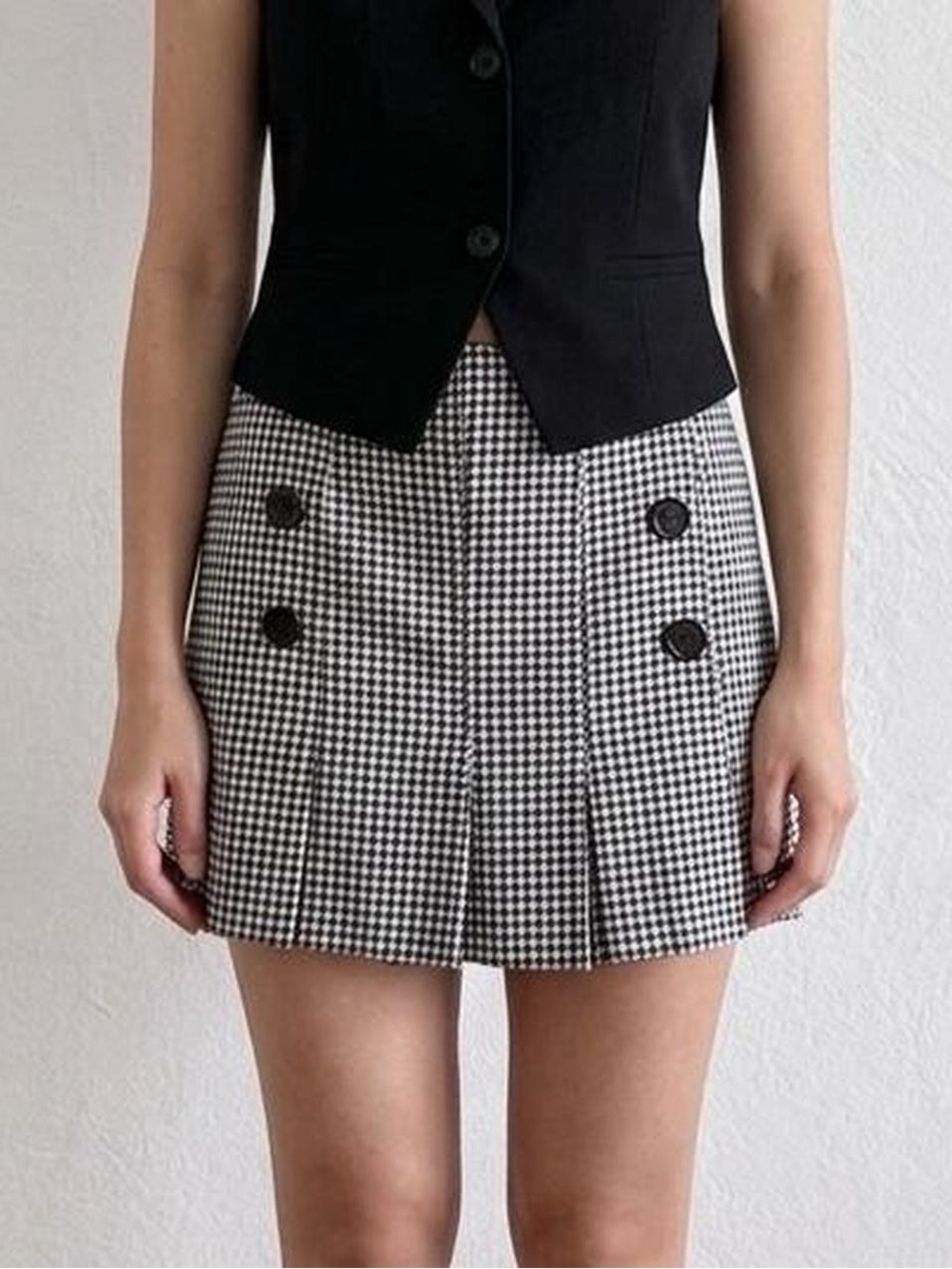 Y2K Morgan De Toi Black and White Houndstooth Mini Skirt